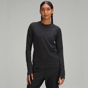 lululemon athletica Rest Less Black Ribbed Crewneck Long Sleeve Top